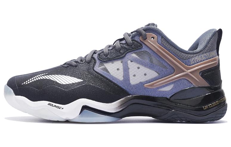 LiNing OP Shock Absorbers Slip Resistant, Abrasion Resistant, Breathable Low Top Badminton Shoes Men's Black Gray Gold