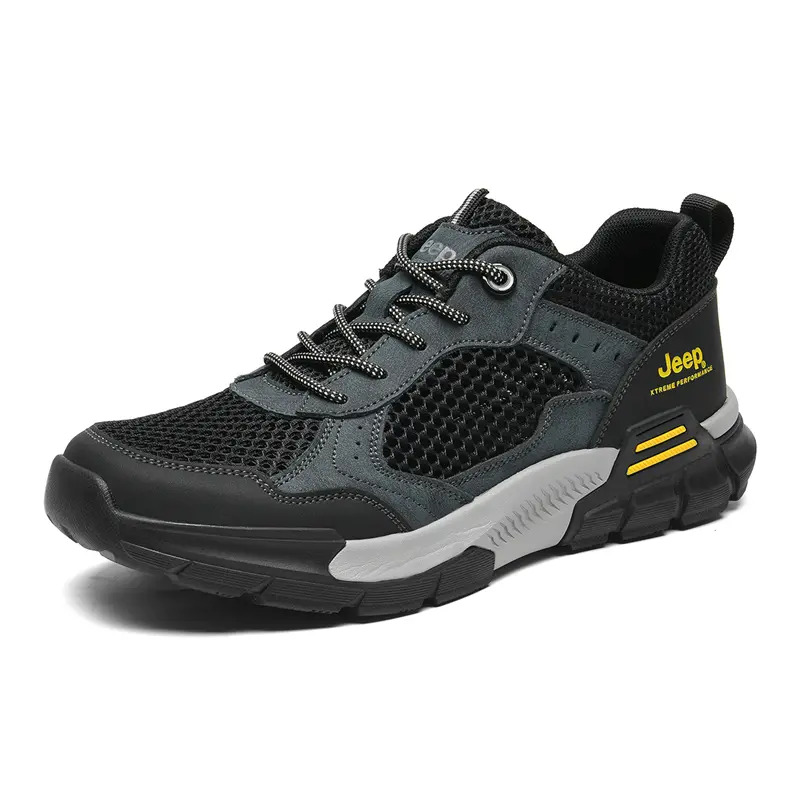 Jeep Outdoor Casual Cushioning Abrasion Resistant Breathable Slip Resistant Low top Hiking Shoes Men's