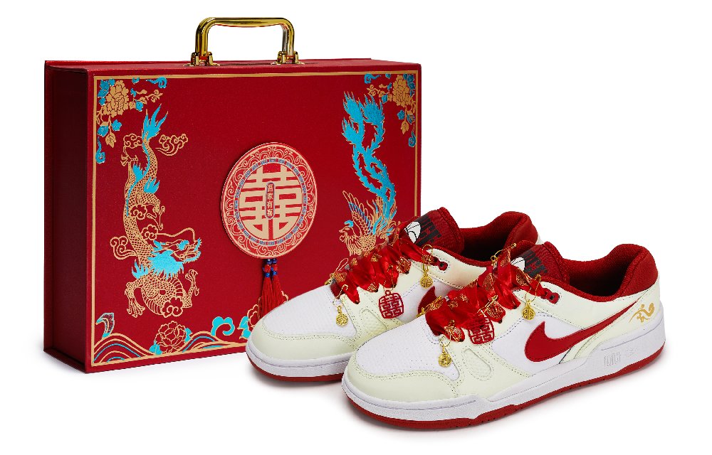 Nike Full Force Skateboard Shoes Unisex Low top Red/White/Gold/Beige/Yellow