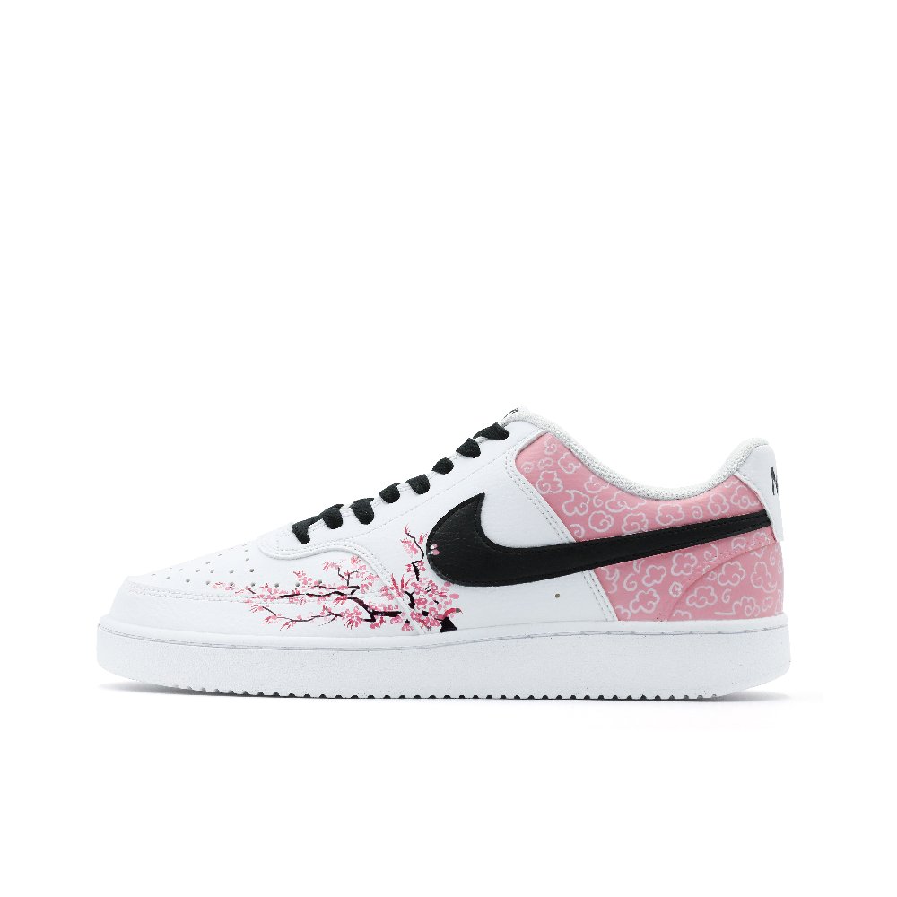 Nike Court Vision Skateboard Shoes Men Low-Top Black White Pink
