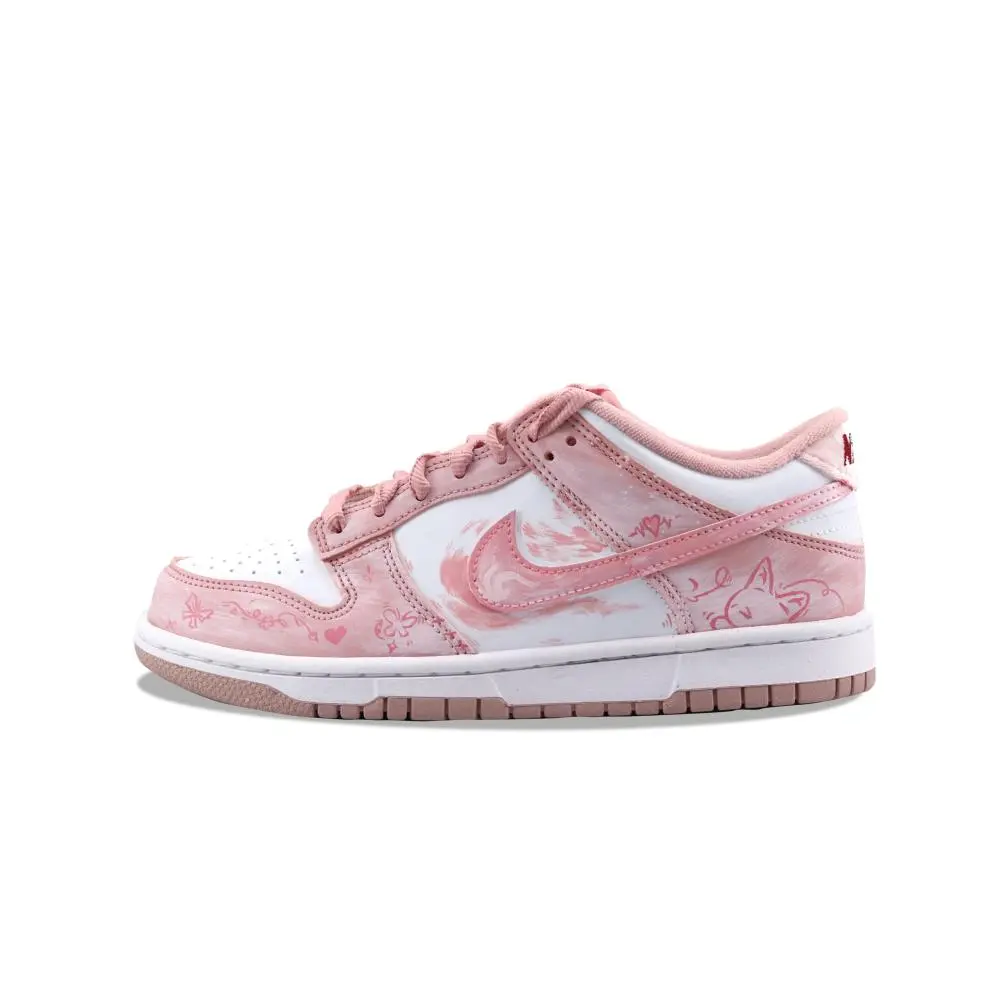 Nike Dunk Fleece Mosaic Cushioning, Wear Resistant Low top Skateboard Shoes Women's Pink