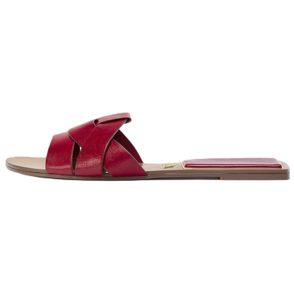 ZARA Abrasion Resistant Slide Slippers Women's Dark Red Color
