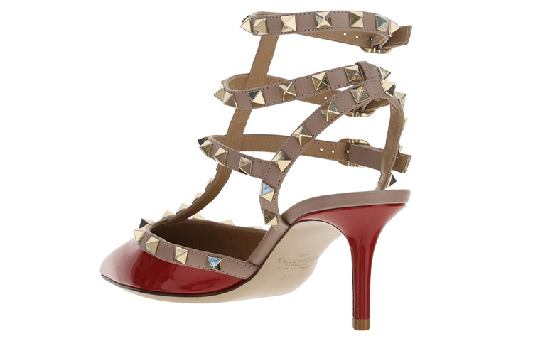 Valentino Rockstud Slim Heel High Heels 6.5cm Women's Red