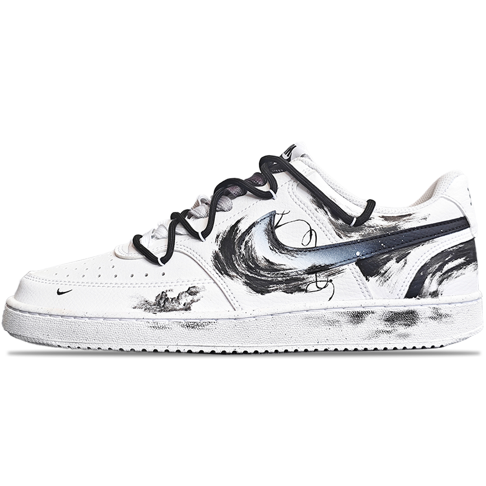 Nike Court Vision 1 Skateboard Shoes Men Low-Top Black White