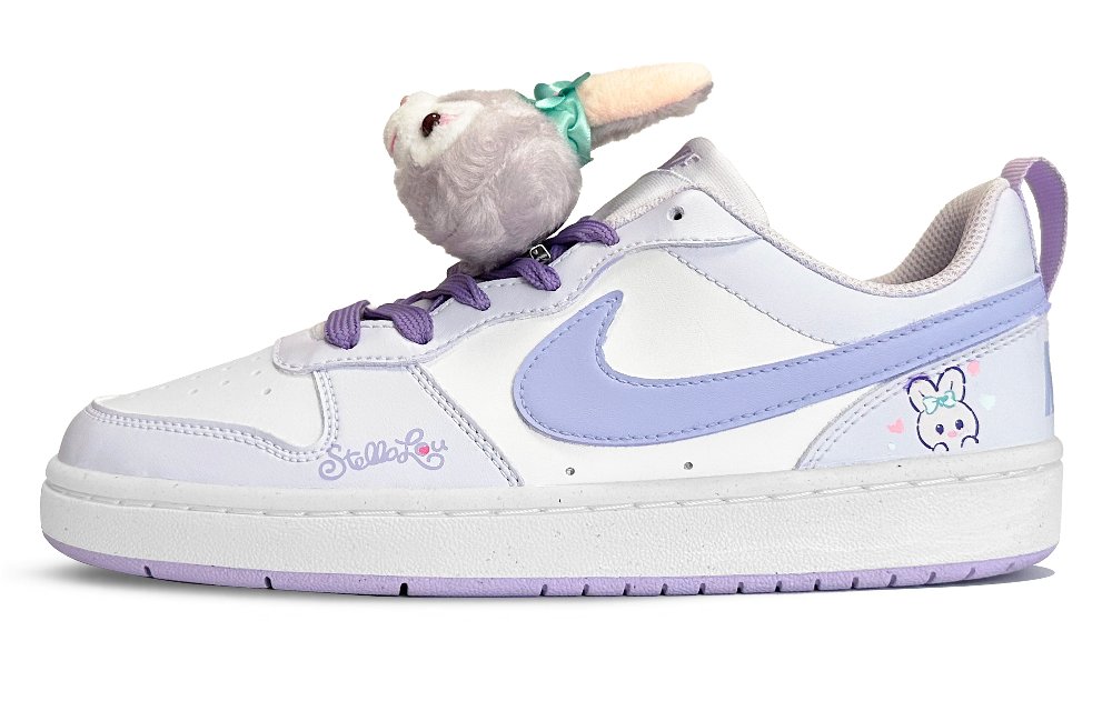Nike Court Borough Cushioned Slip-Resistant Water-Resistant Low-Top Skateboard Shoes GS White Purple