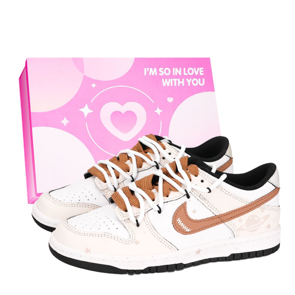 Nike Dunk Black White, Happiness Planet Abrasion Resistant Low Top Skateboard Shoes Unisex Orange Pink White
