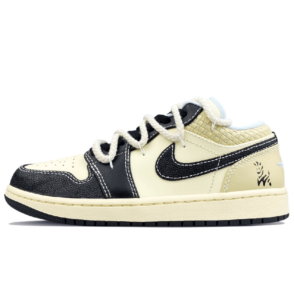Jordan Air Jordan 1 LOW SE 'COCONUTMILK/BLACK' Slip Resistant Low Top Vintage Basketball Shoes Men's Ecru