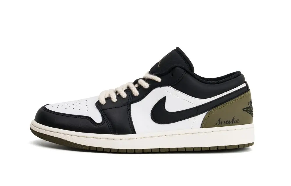 Jordan Air Jordan 1 Cushioning, Wear Resistant Low top Vintage Basketball Shoes Unisex Black Green