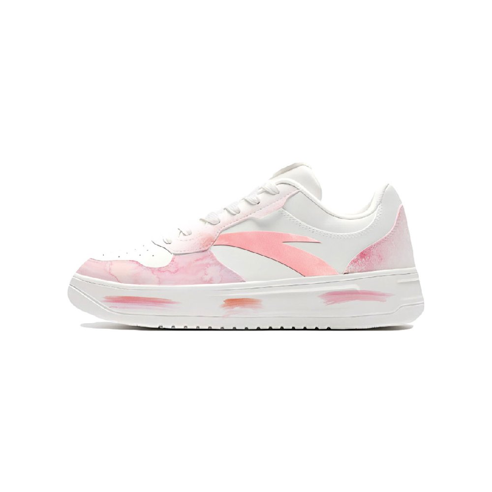 Anta Relaxed Slip Resistant Abrasion Resistant Shock Absorbers Low Top Skateboard Shoes Unisex Pink