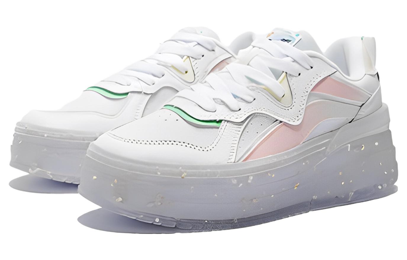 LiNing Wave Platform Anti-Slip Wear-Resistant Low-Top Skateboard Shoes Women's White Pink Green купить в интернет-магазине Yoocart с быстрой доставкой по России.