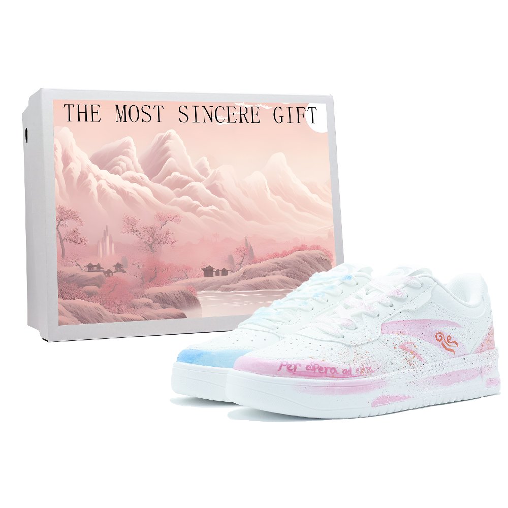 Anta Slip Resistant Cushioning Low Top Skateboard Shoes Women's Blue Pink Mismatched