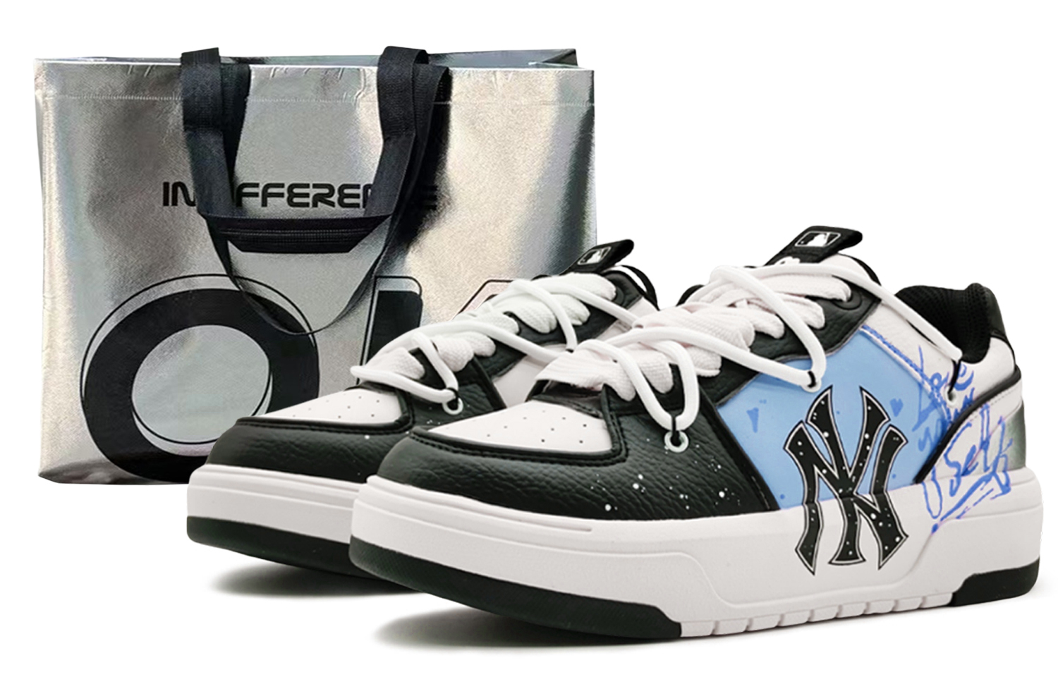 MLB Chunky Liner EIGHT% Her Power Abrasion Resistant Low top Skateboard Shoes Unisex Blue