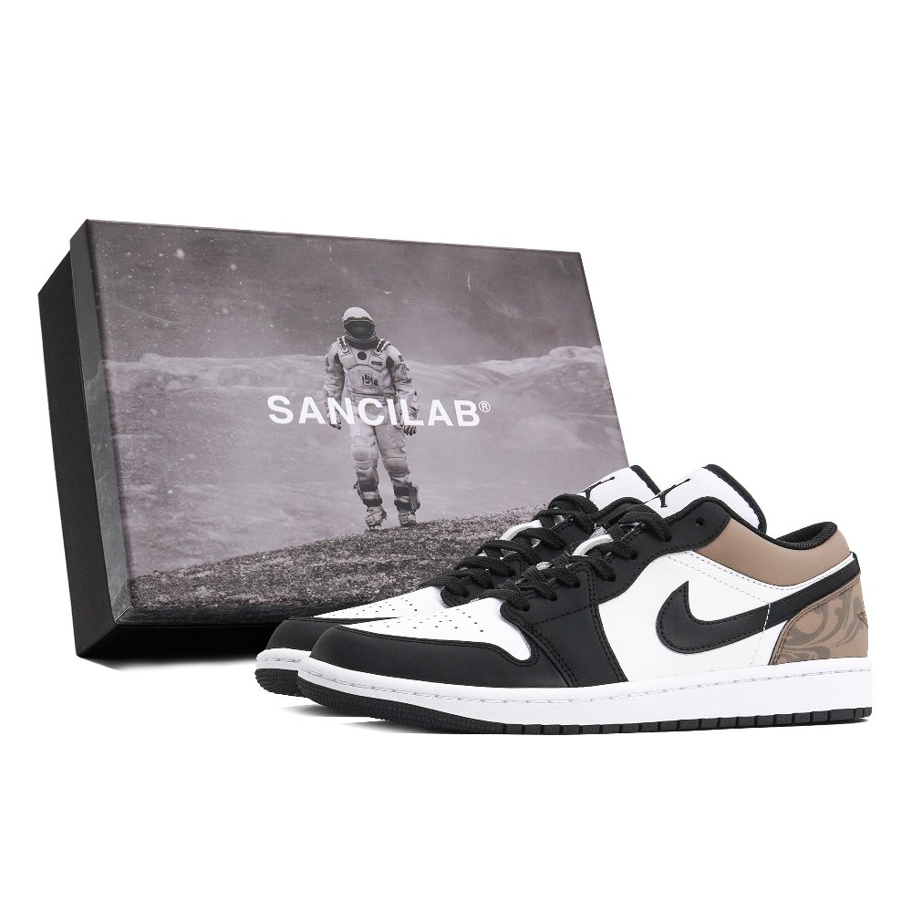 Jordan Air Jordan 1 Tri-Experimental Laboratory Wear-Resistant Low-Top Vintage Basketball Shoes Men's Mocha