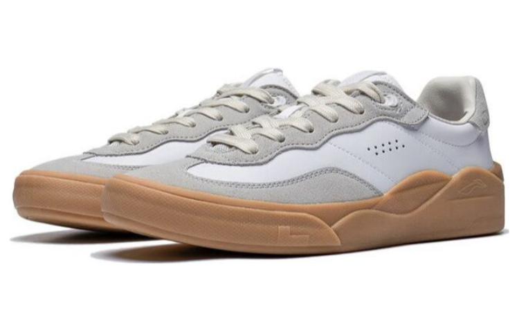 LiNing Durable Breathable Low-Top Skateboard Shoes Men's White Gray