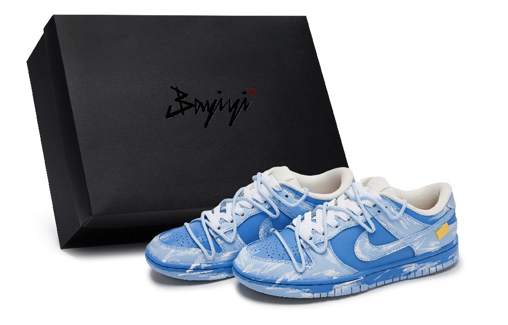 Nike Dunk Low Top Skateboard Shoes Women's White Blue Yellow