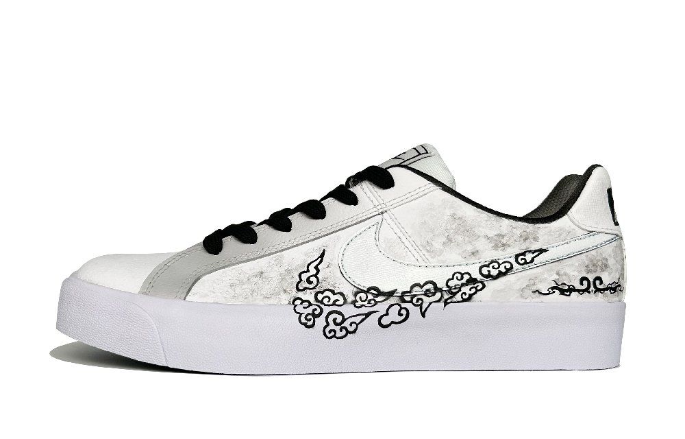 Nike Court Royale Anti-Slip Wear-Resistant Low-Top Skateboard Shoes Unisex Black White