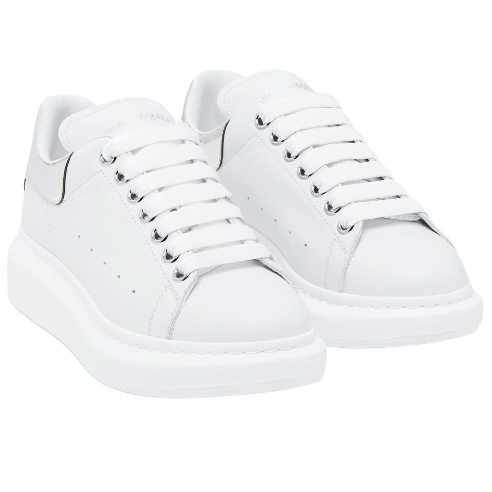 Alexander McQueen Oversized White Metallic Silver Women's