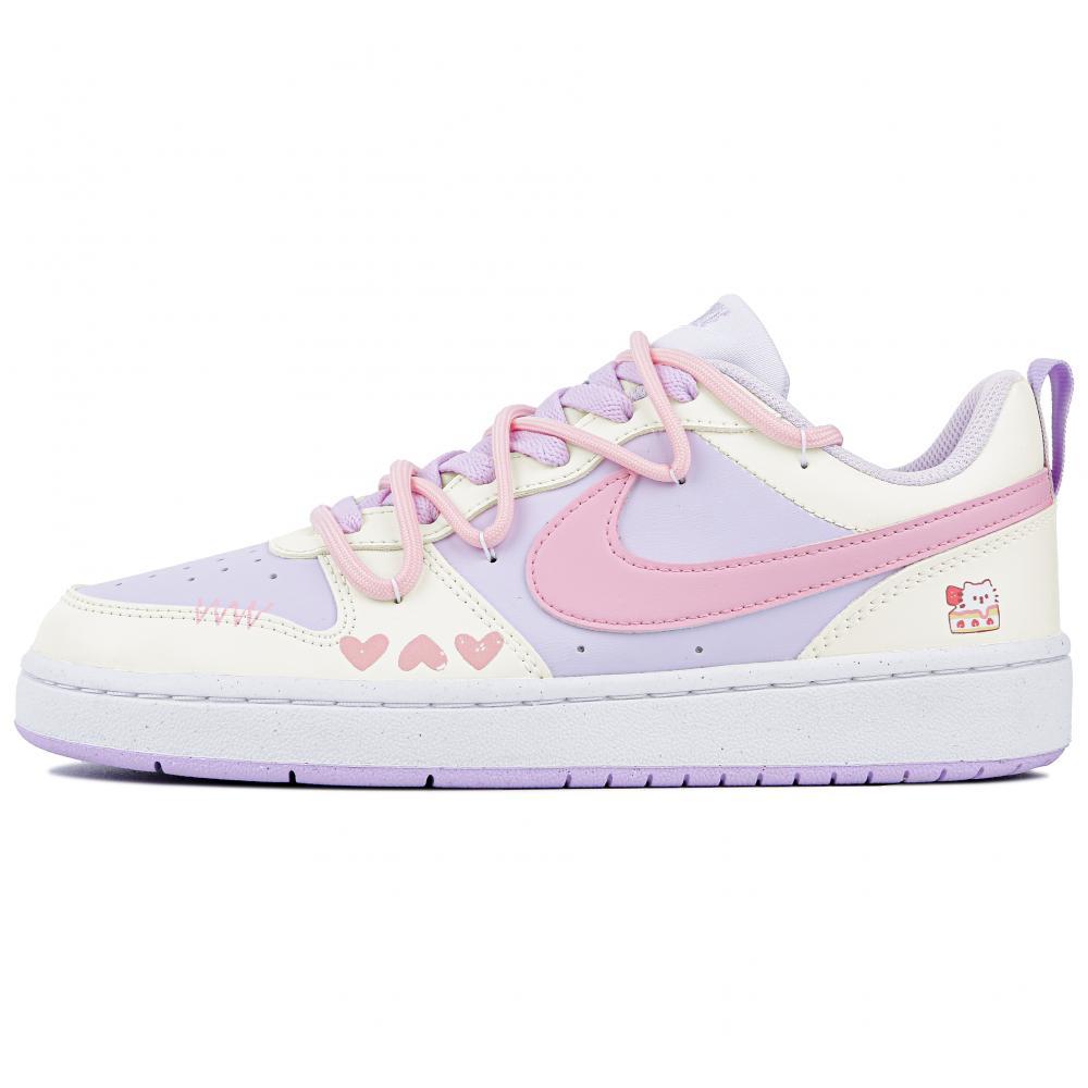 Nike Court Borough Strawberry Kitten Anti-Slip Wear-Resistant Low-Top Skateboard Shoes GS Pink Purple