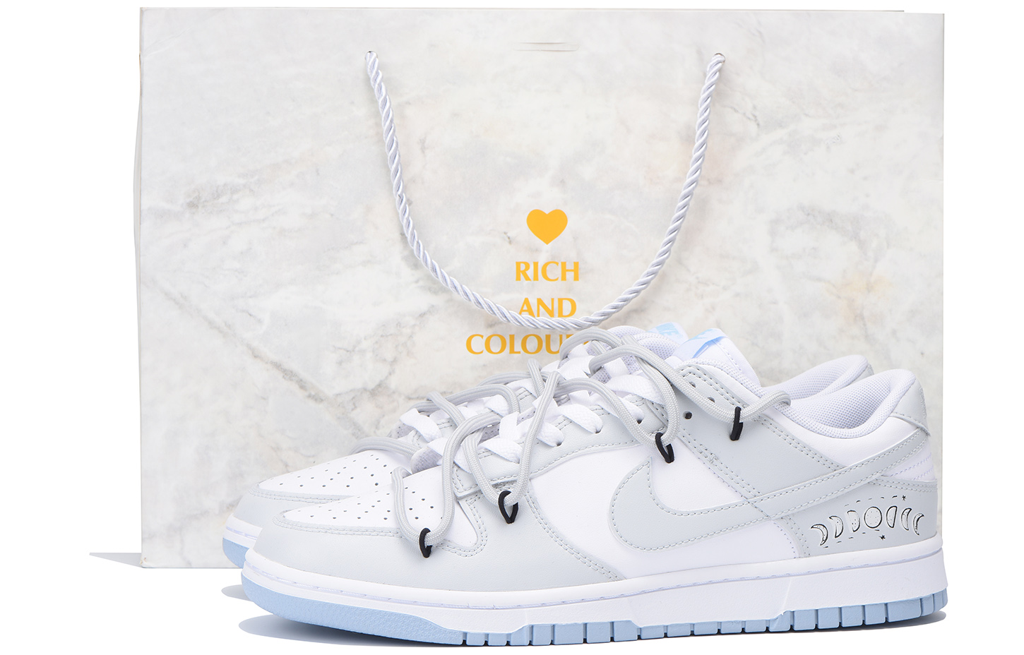 Nike Dunk Moon Orbit Durable Breathable Low-Top Skateboard Shoes Men's White Gray
