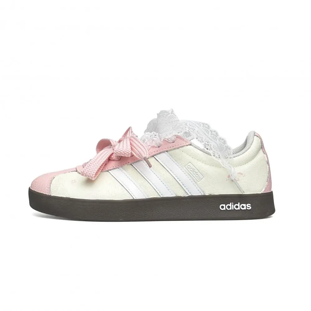 Adidas VL COURT 2.0 WAO Abrasion Resistant Low top Skateboard Shoes Women's Yellow Pink
