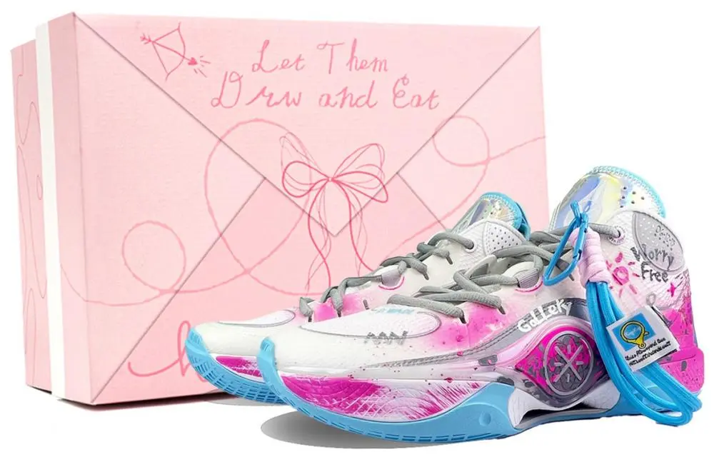 LiNing Shadow 5 Cushioning, Breathable, And Resilient Design Mid top Basketball Shoes Men's Pink Blue