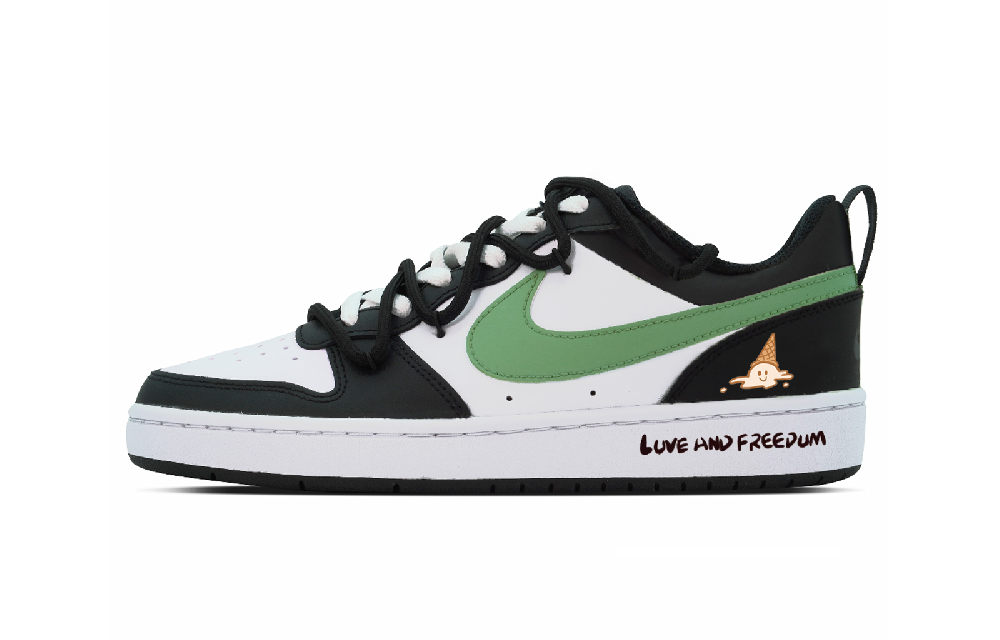 Nike Court Borough Puppy Fragment Anti-Slip Wear-Resistant Low-Top Skateboard Shoes GS Blue-black And White