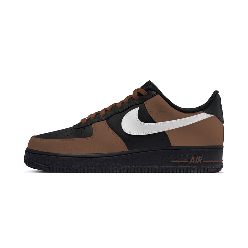 Nike Air Force 1 Coverage Slip Resistant And Abrasion Resistant Low Top Skateboard Shoes Unisex Brown Black