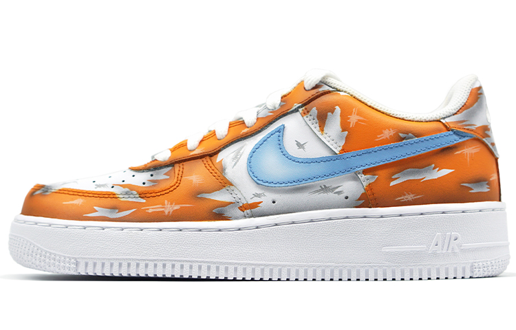 Nike Air Force 1 Air Force 1 Anti Slip Wear Resistant Low Top Skateboard Shoes Men's Blue Orange