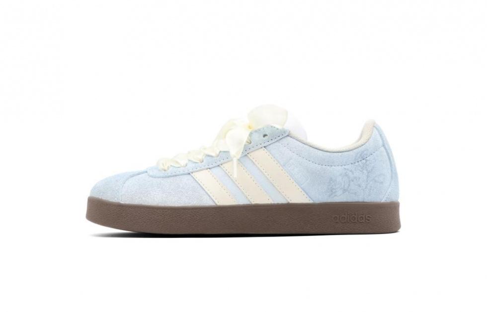 Adidas Neo VL Court 2.0 Sweet Roses Slip-Resistant Low-Top Skateboard Shoes Unisex Light Blue