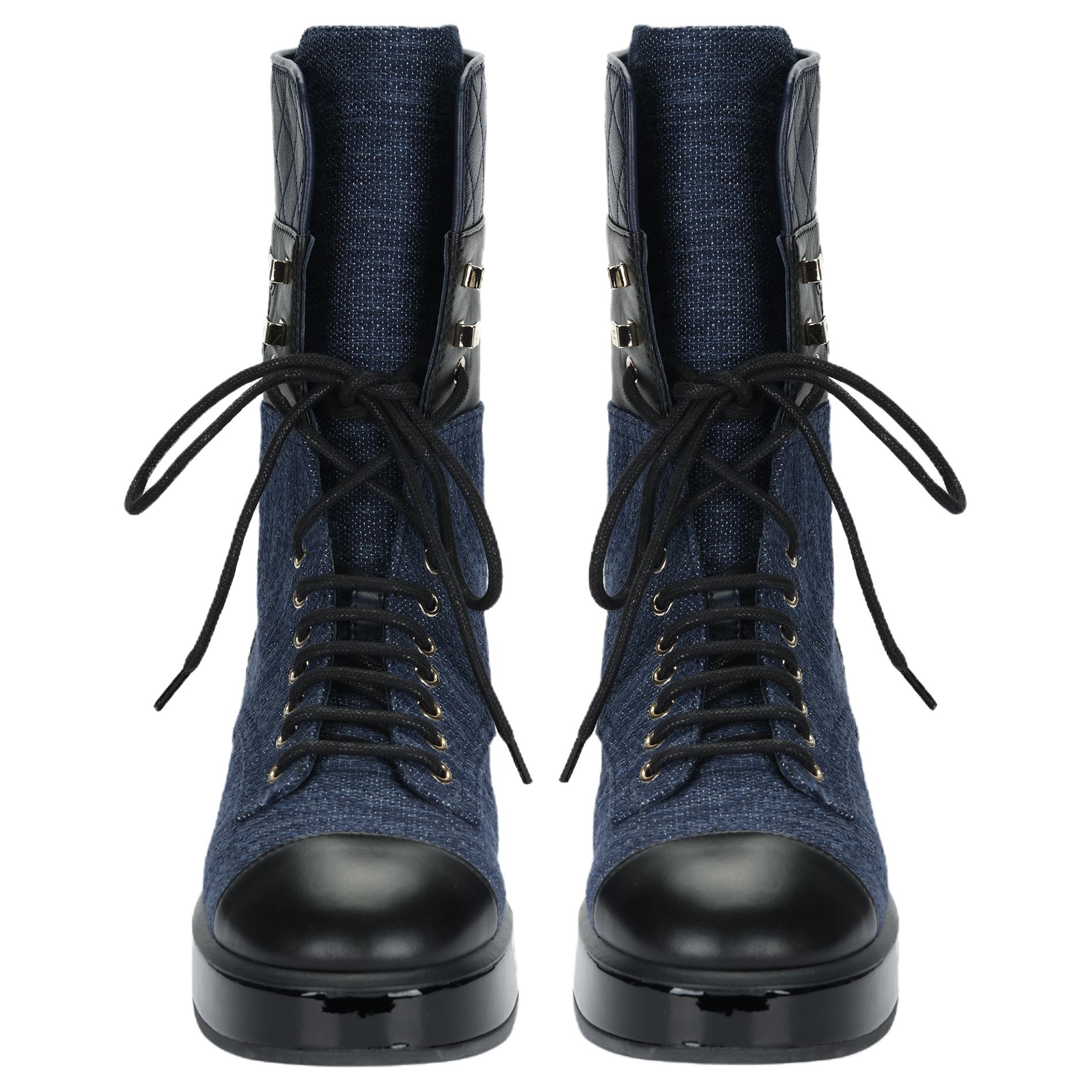 CHANEL Ankle Boots Women's Blue Black купить в интернет-магазине Yoocart с быстрой доставкой по России.