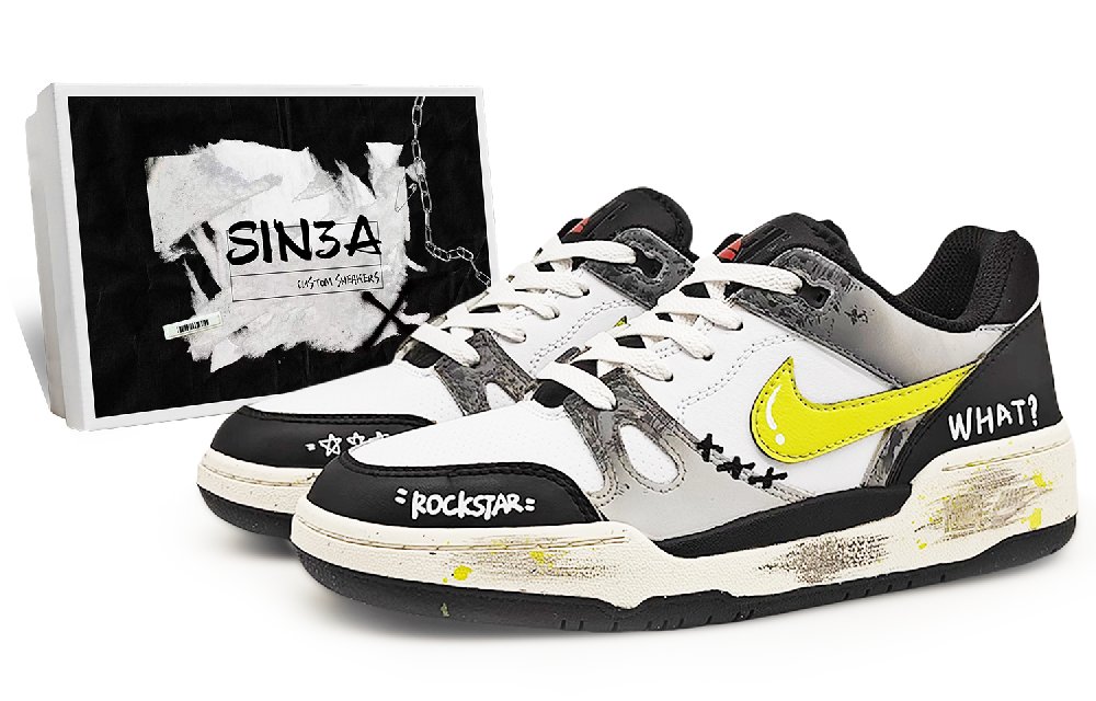 Nike Full Force Anti Slip Wear Resistant Low Top Skateboard Shoes Men's Black White Gray
