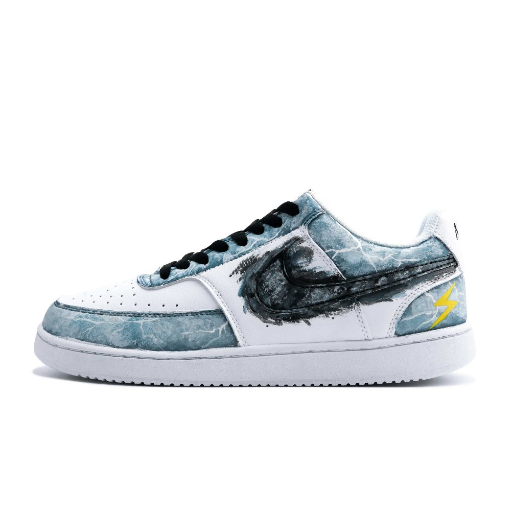 Nike Court Vision 1 Ink Splatter Thunder Abrasion Resistant Low top Skateboard Shoes Unisex Blue White