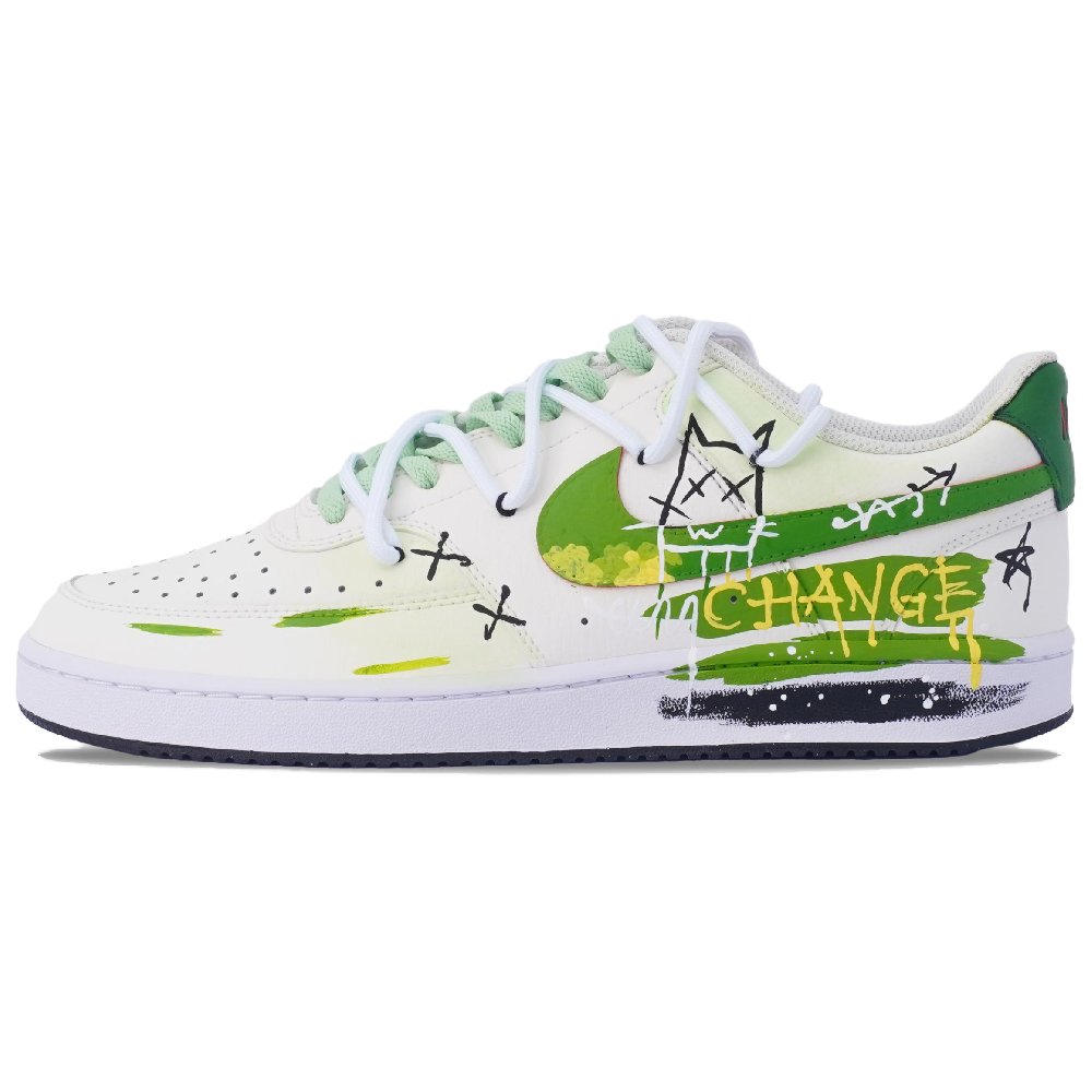 Nike Court Vision 1 Abrasion Resistant Low Top Skateboard Shoes Men's White Green