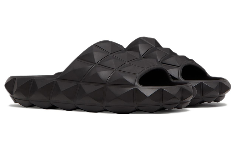 Valentino Roman Stud Turtle Slide Sandal Black Women's