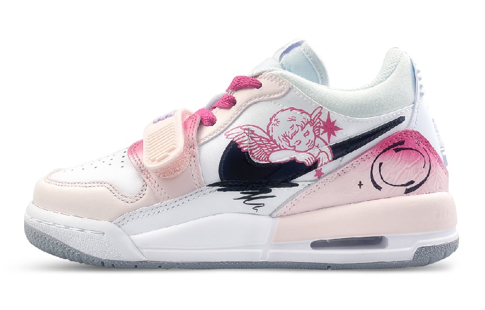 Jordan Legacy 312 Cushioning Wear-Resistant Low-Top Vintage Basketball Shoes GS Pink White