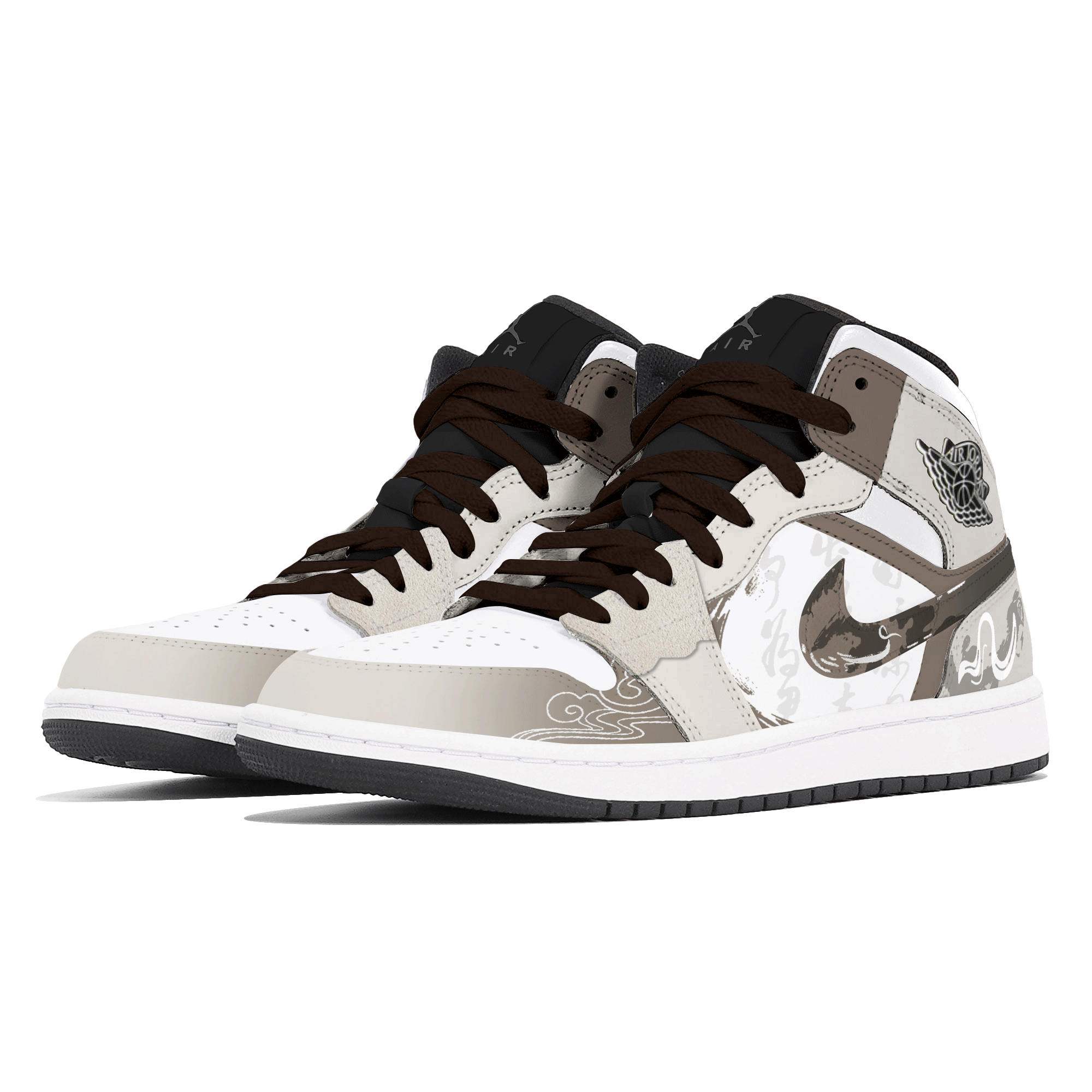 Jordan Air Jordan 1 Abrasion Resistant Mid Top Vintage Basketball Shoes Unisex Light Gray купить в интернет-магазине Yoocart с быстрой доставкой по России.