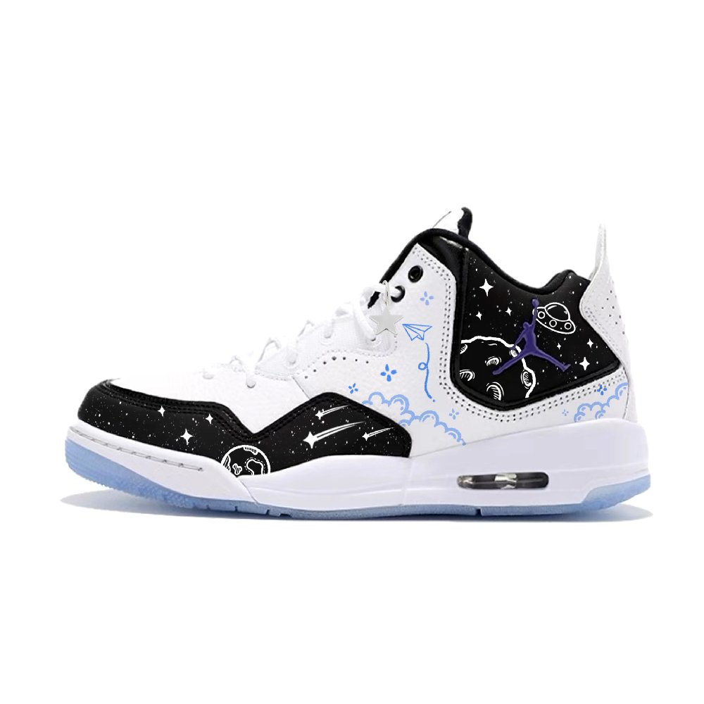 Jordan Courtside 23 Anti-Slip Wear-Resistant Low-Top Vintage Basketball Shoes Men's White Black