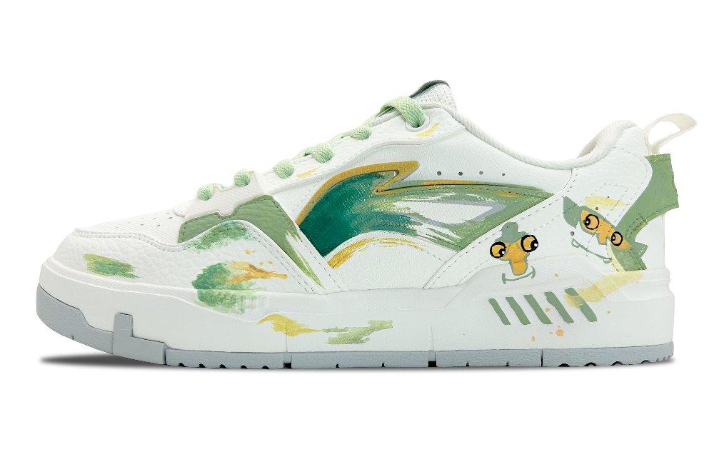 LiNing Yuan Chu Anti Slip And Wear Resistant Lightweight Low Top Skateboard Shoes Men's White Green