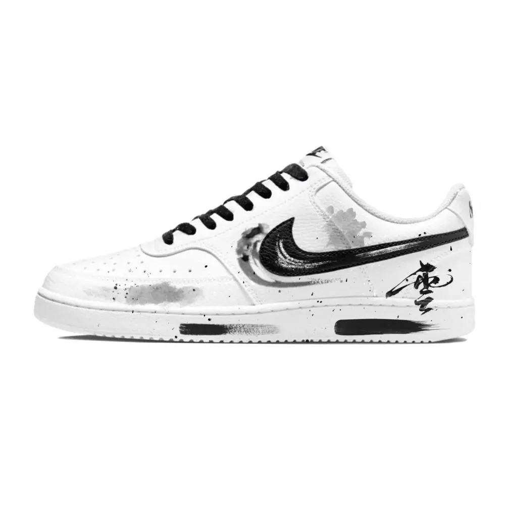 Nike Court Vision 1 Low top Skateboard Shoes Men's Black White