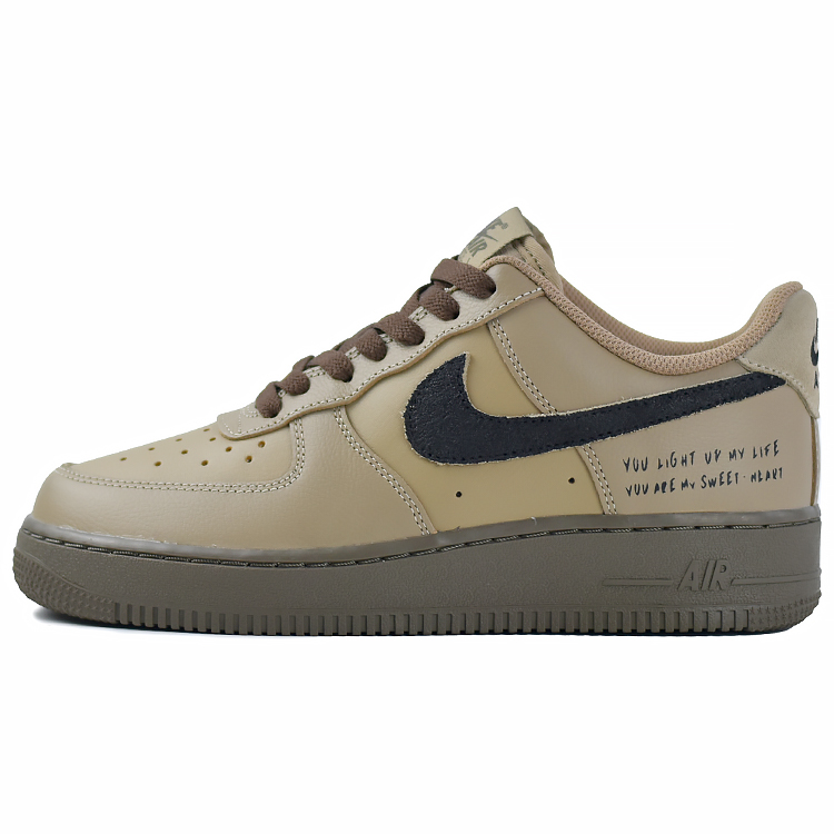 Nike Air Force 1 Anti Slip Wear Resistant Low Top Skateboard Shoes Unisex Khaki Brown