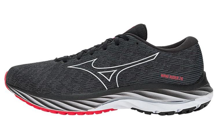 Mizuno Wave Rider 26 Anti-Slip Wear-Resistant Low-Top Running Shoes Unisex Black Red