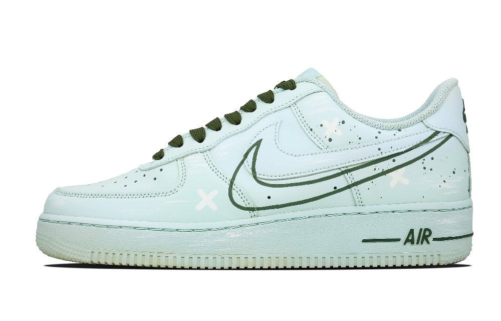 Nike Air Force 1 Low Top Skateboard Shoes Women's Blue Green