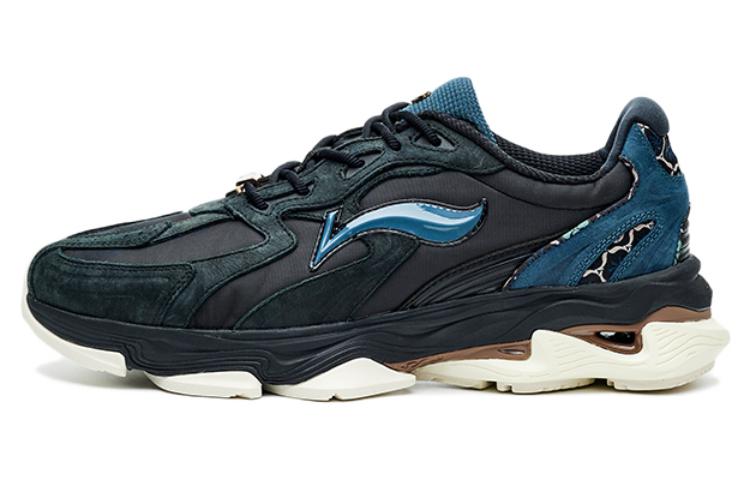 LI-NING 1990 Cushioned Anti-Slip And Wear-Resistant Lightweight Low-Top Running Shoes Men's Black Green