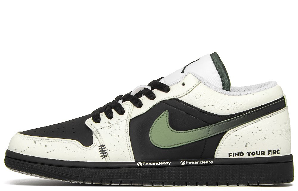 Jordan Air Jordan 1 Wilderness Cushioning, Wear Resistant Low Top Vintage Basketball Shoes Men's Black Green