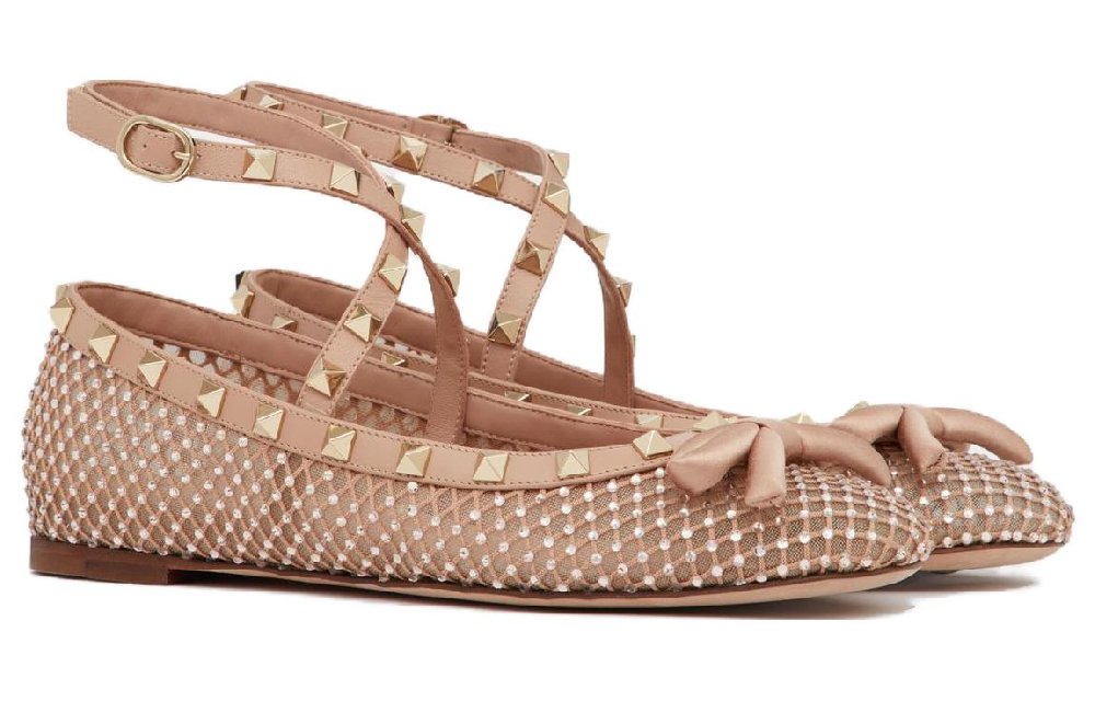 Valentino Garavani Rockstud Round Toe Ballerina Shoes Women's