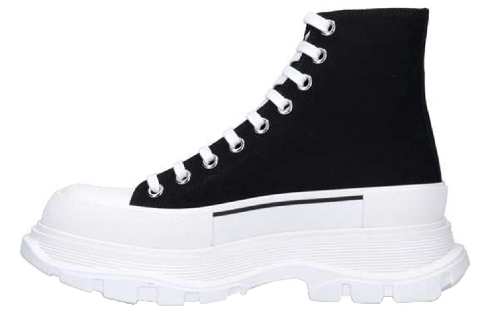 Alexander McQueen Canvas Tread Slick High Top Sneakers 'Black White'