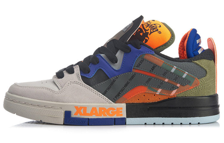 XLARGE x LiNing Coverage Anti-Slip And Wear-Resistant Low-Top Skateboard Shoes Men's Gray Orange