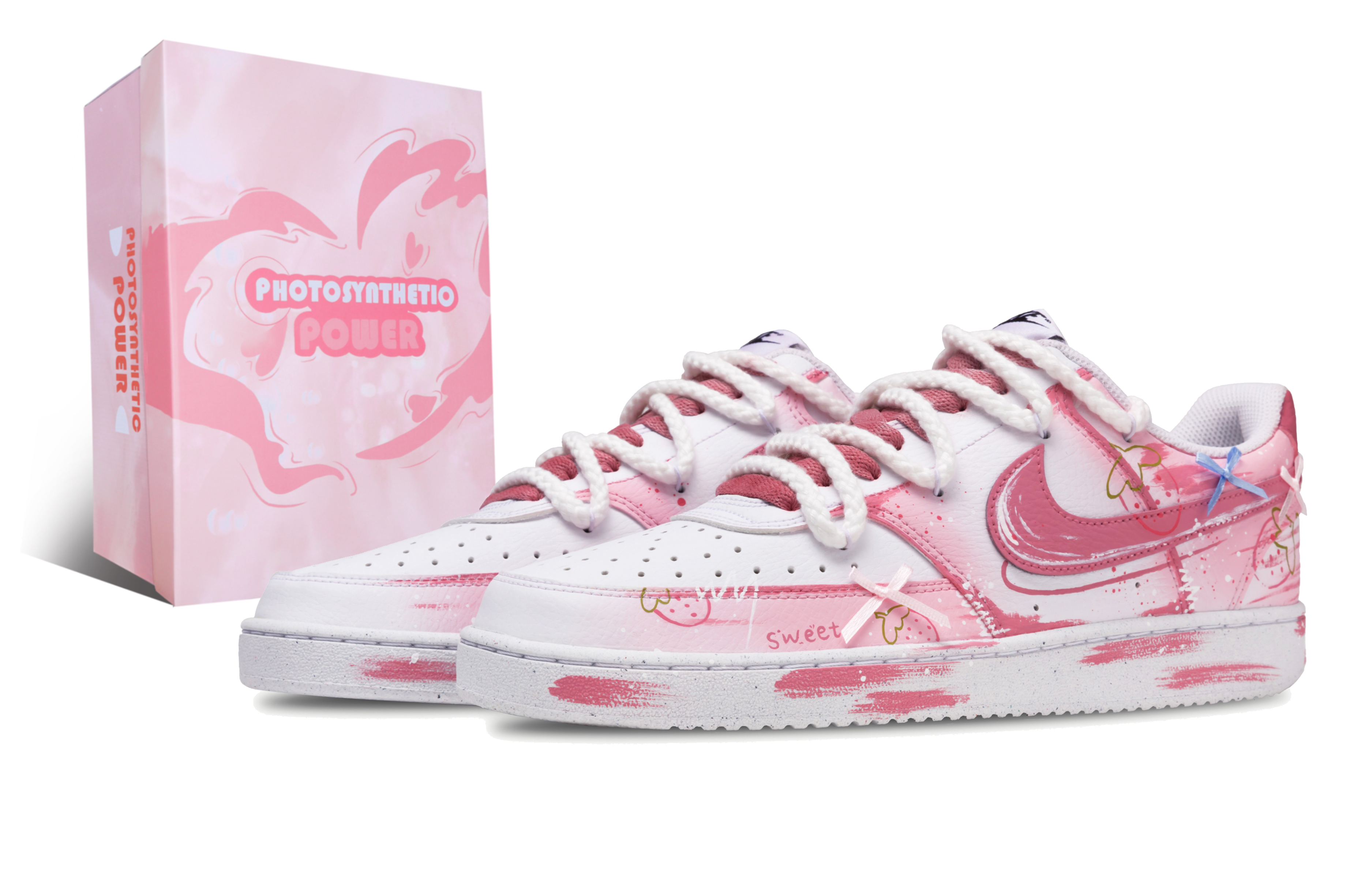 Nike Court Vision Skateboard Shoes Women's Low top White/Pink