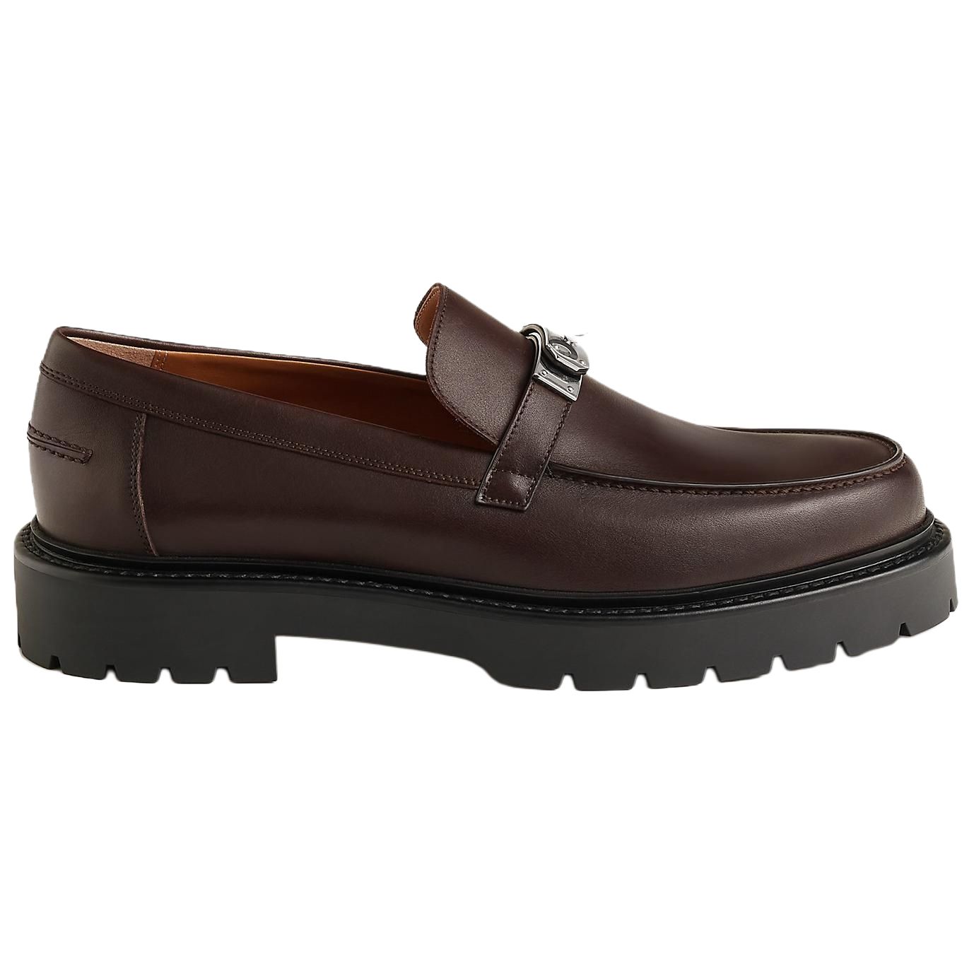HERMES Icone Loafers 3cm Men's Burgundy