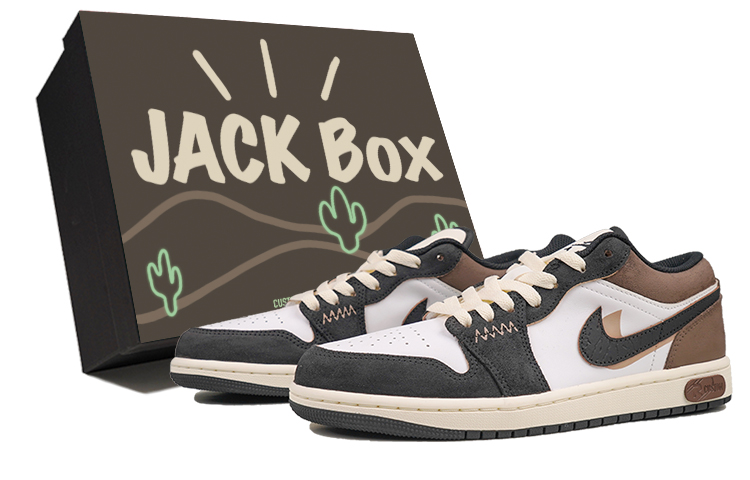 Jordan Air Jordan 1 RISK Mocha Double Hook Anti-Slip Wear-Resistant Low-Top Vintage Basketball Shoes Men's White Brown